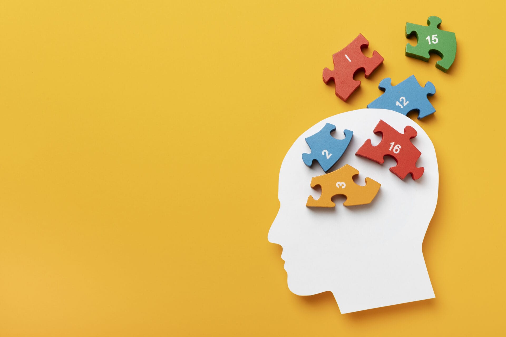 memory concept with puzzle pieces head
